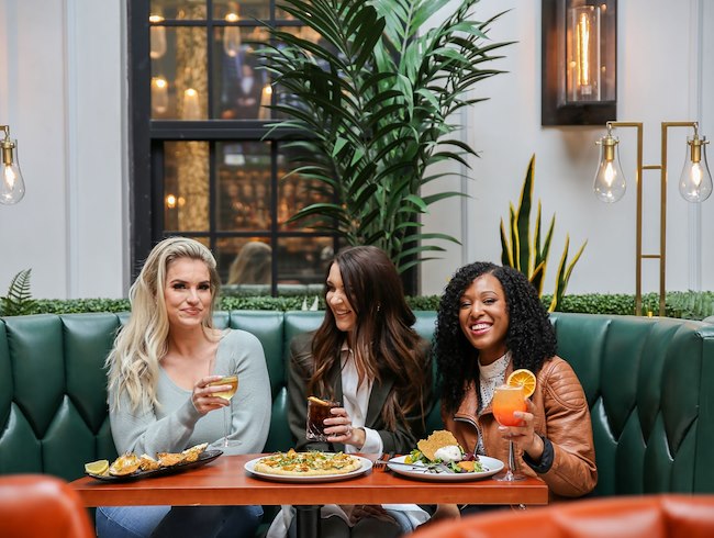 women seated in a restaurant